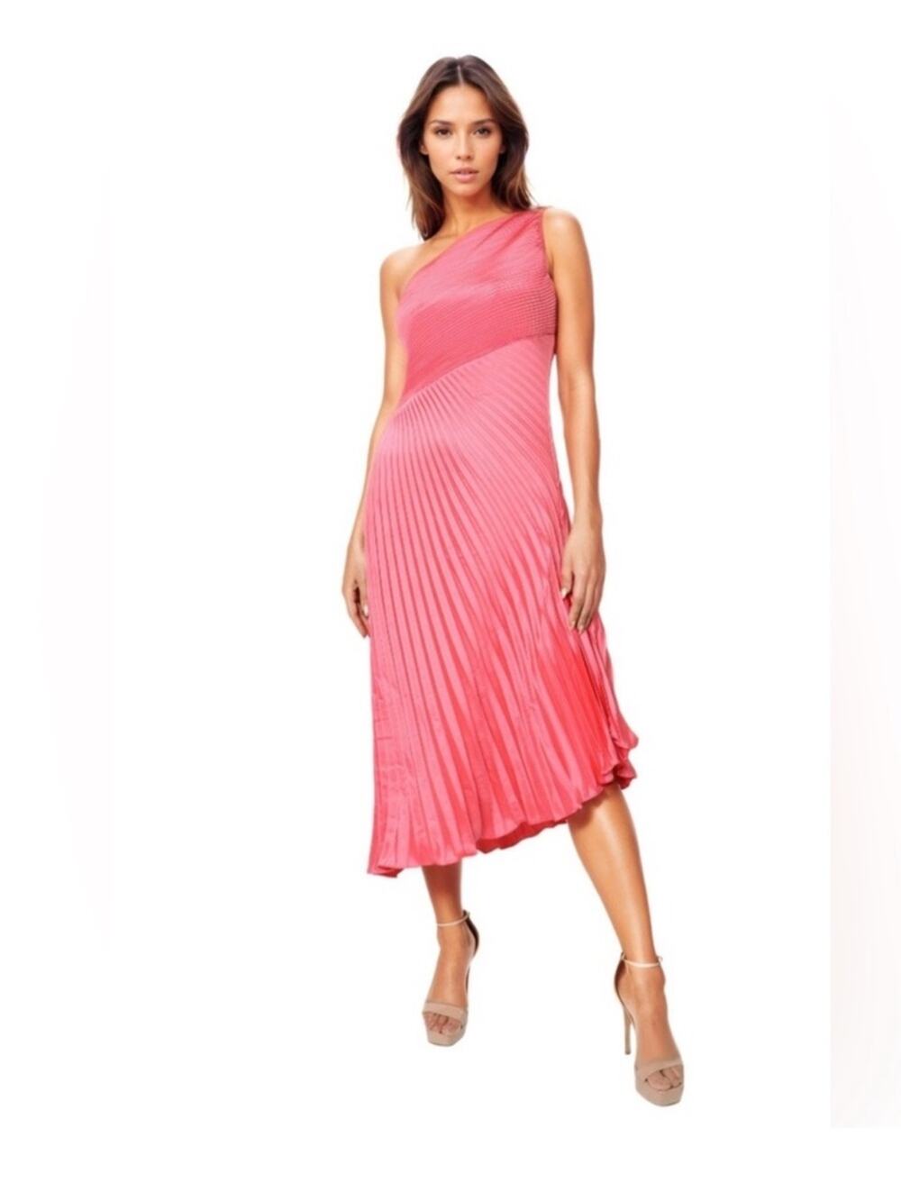 Rene Ruiz Collection | One Shoulder Pleated Asymmetric Cocktail Dress Pink 14
